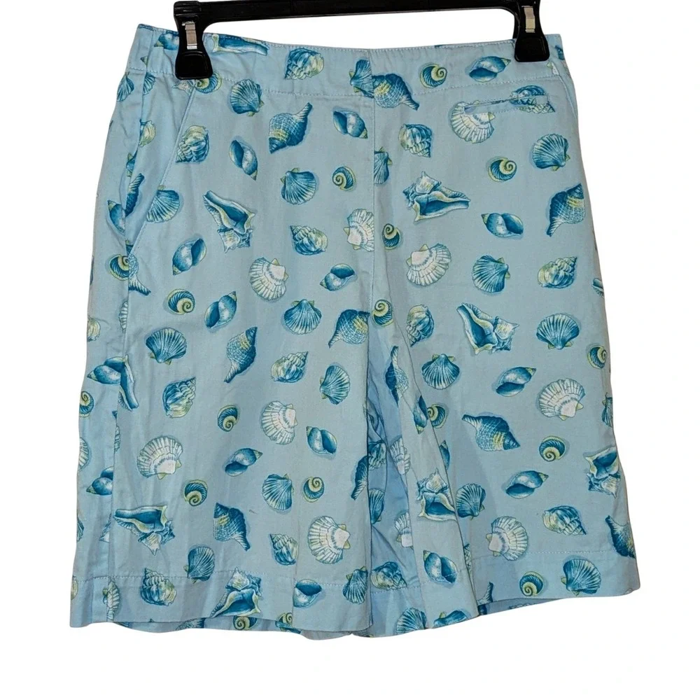 Talbots Petites Shell Print Shorts Size 4 Nautical Beach Summer Casual 8 in.